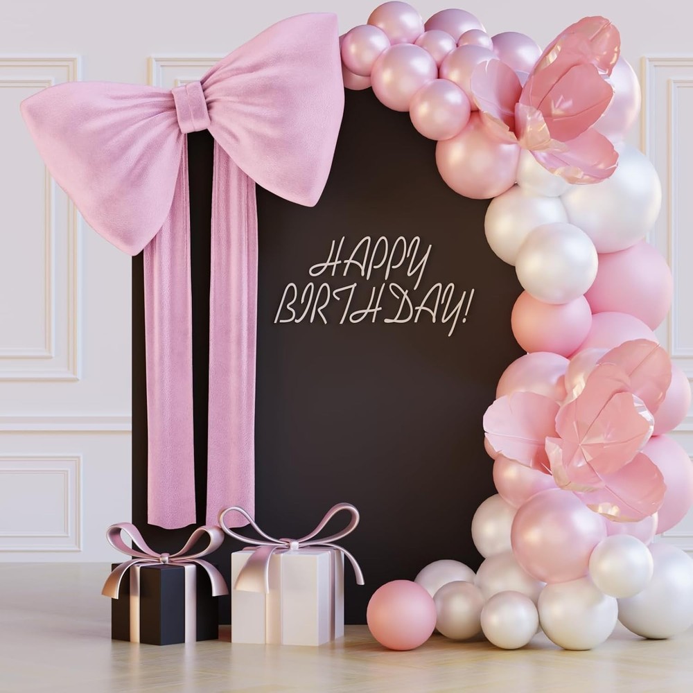 Pink Bows Birthday Decorations, 30''×18'' Large Bows for Party Decorations Weddi