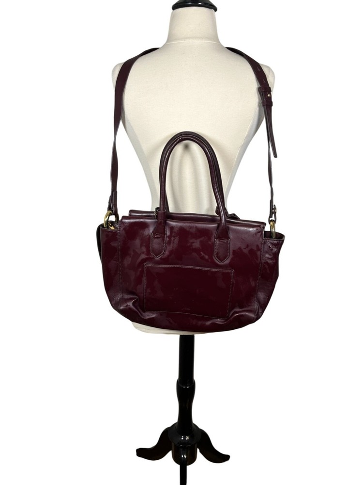 J Crew Leather Harper Cabernet Satchel Festive Western Boho Classic Chic Preppy