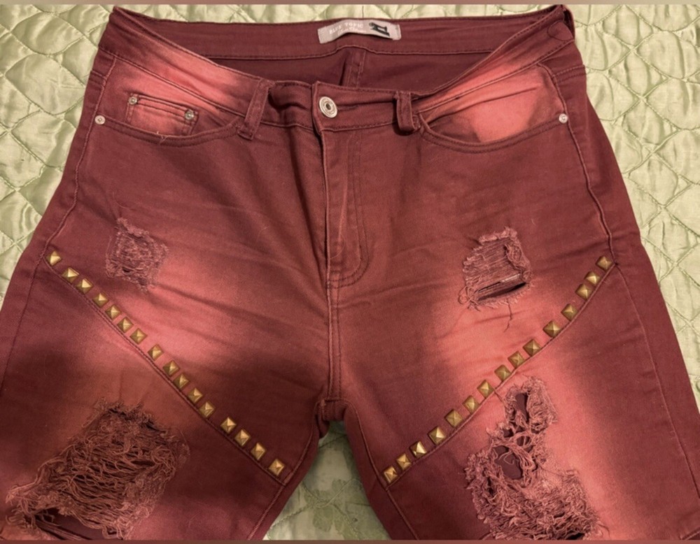 Women's Rust Distressed Studded Jeans Size 11/12 by Blue Topic $30