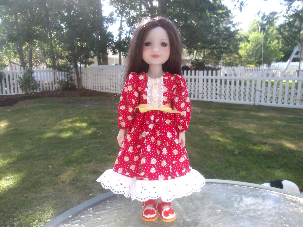 Ruby Red fashion Friends Outfit,Vintage look dress& shoes, 14