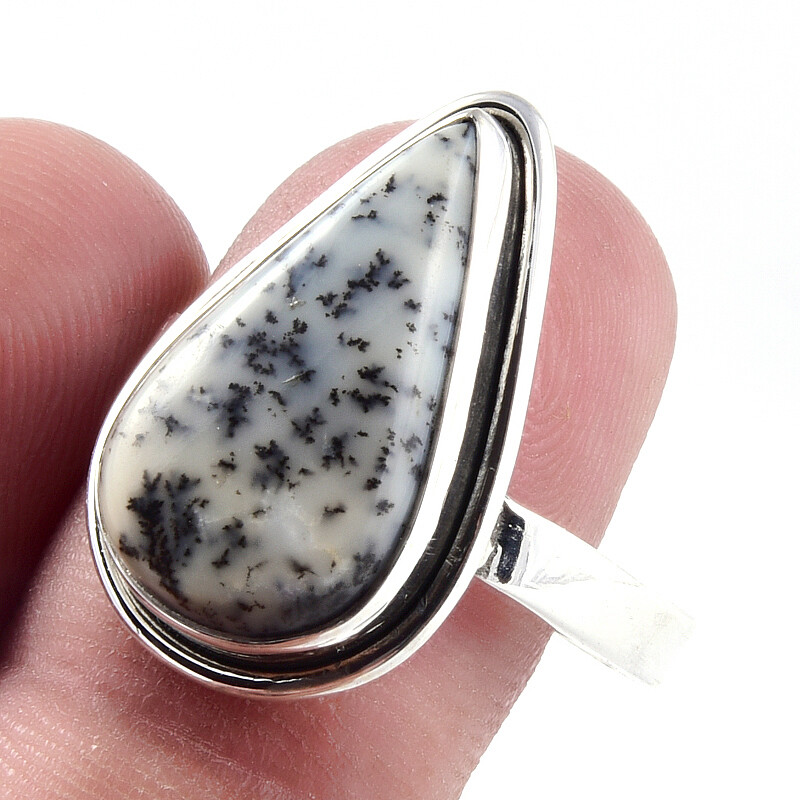 Natural Dendrite Opal Gemstone Handmade 925 Sterling Silver Gift Ring S.10