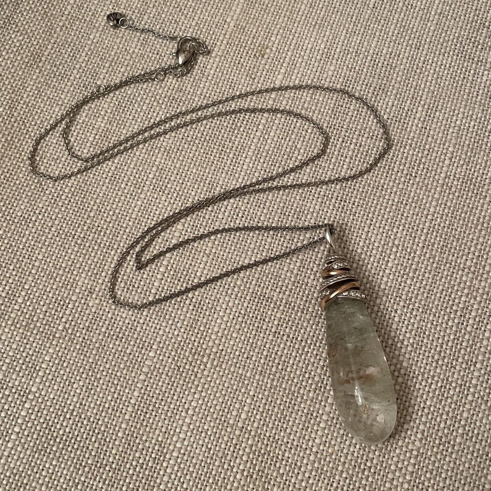 Brighton Neptune's Rings Silver Banded Pave Pyramid Crystal Teardrop Necklace
