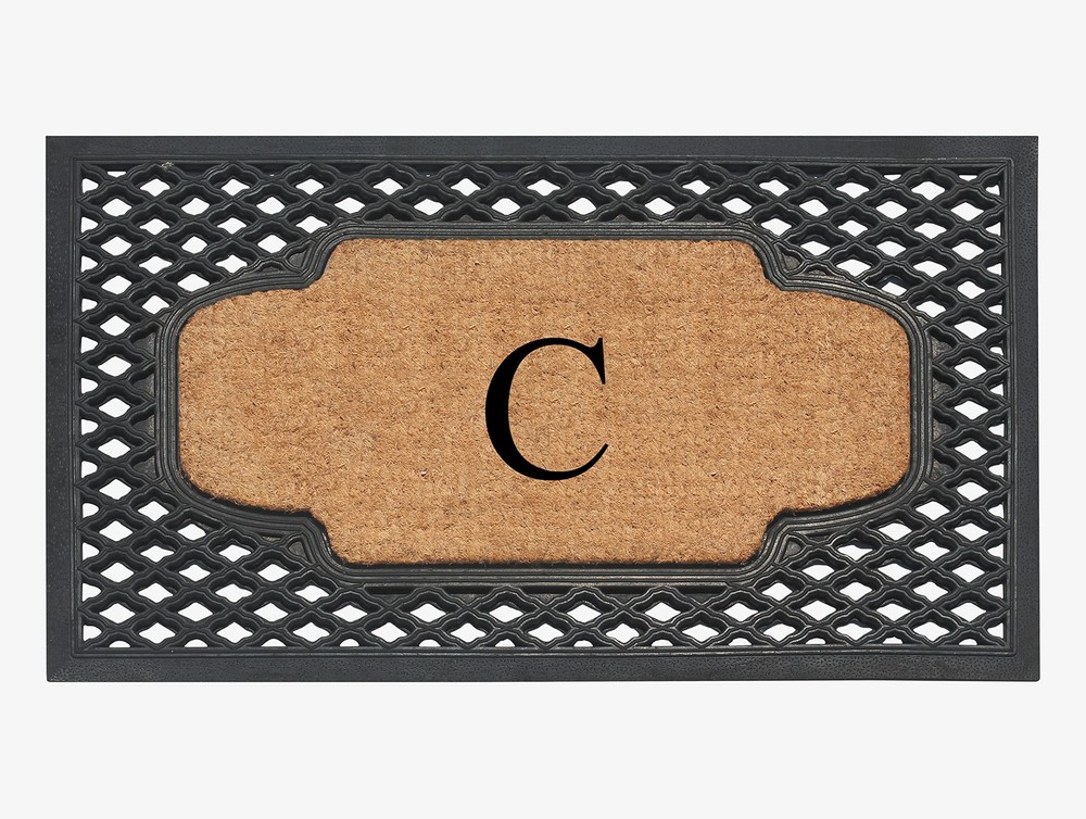 A1HC Natural Coir Monogrammed Anti-Shed Door Mat 23x38 for Front Entry