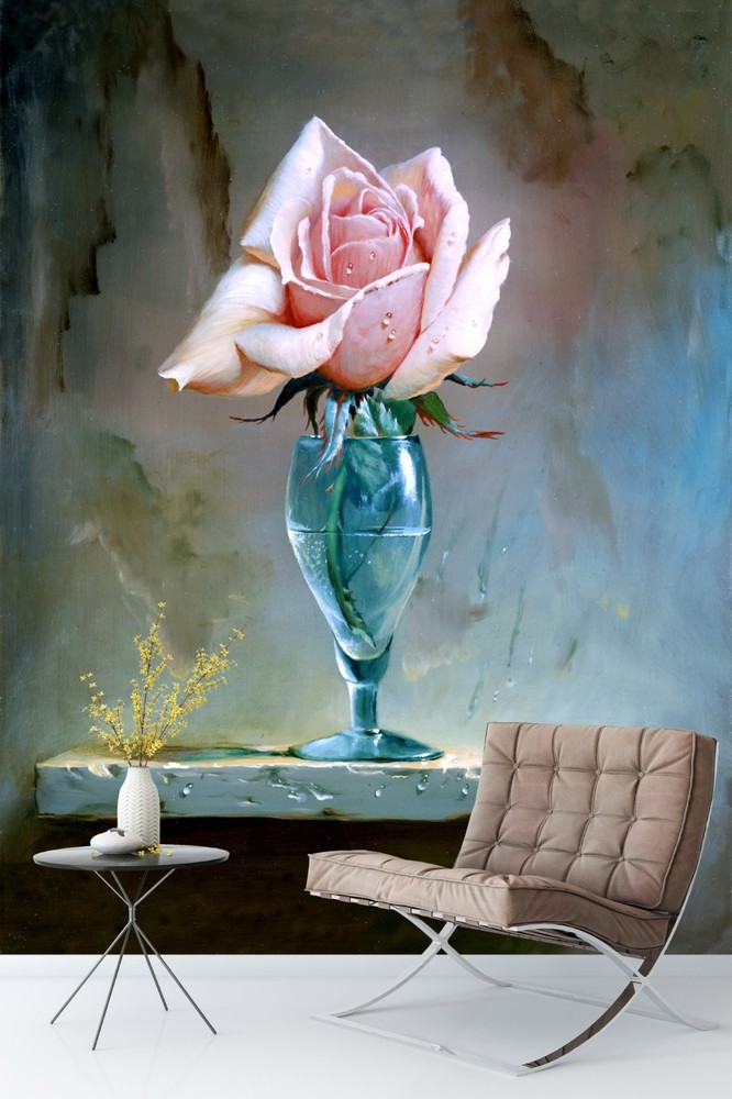 3D Pink Rose Plant Close-up Wall Murals Wallpaper Murals Wall Sticker 2