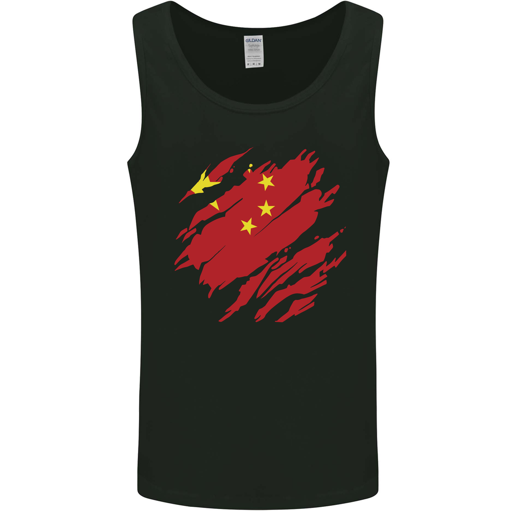 Torn China Flag Chinese Day Football Mens Vest Tank Top