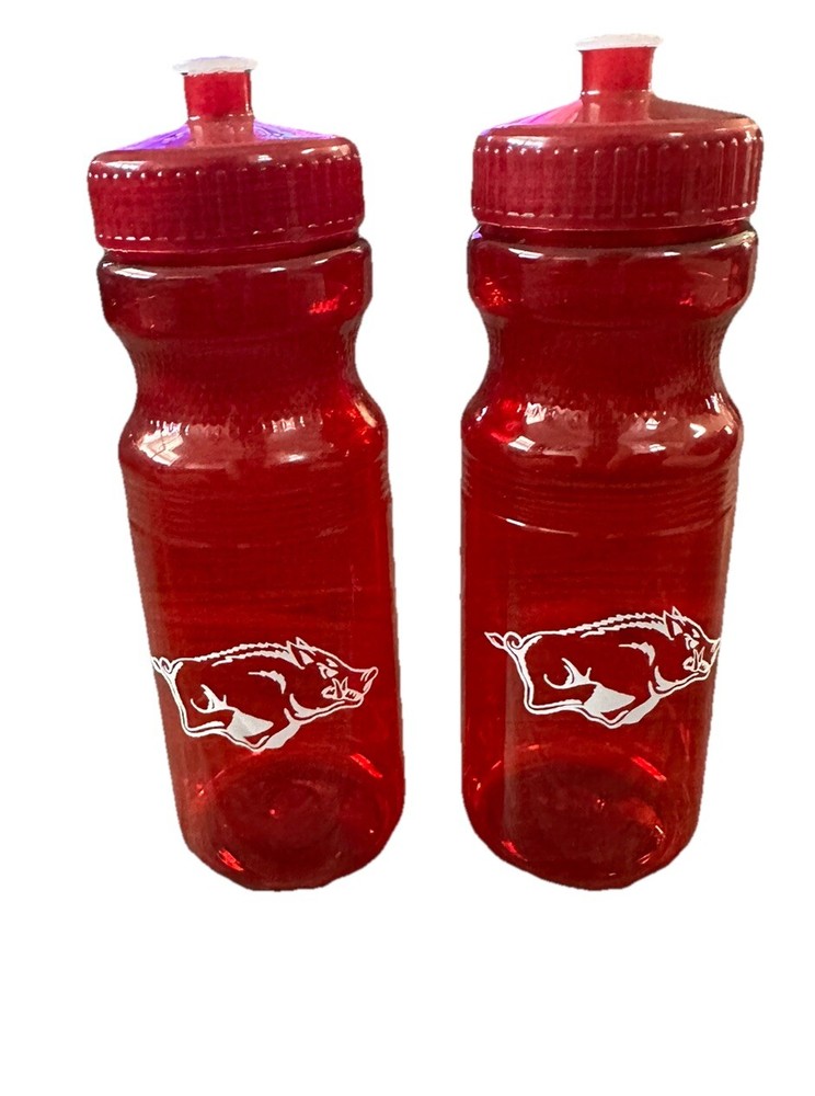 Arkansas Razorbacks Red 24oz Squeeze Water Bottles 2 Pack NWT NCAA Official Team Gear