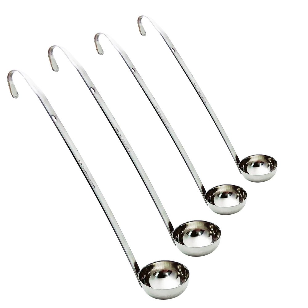 4 PCS Stainless Steel Soup Ladle Set, 1oz 2oz 3oz 5oz, Metal Handle, Pour Rim