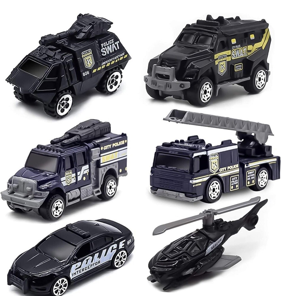 6 Pack Diecast Police Car Toy Set, Mini Alloy Models Toys for...