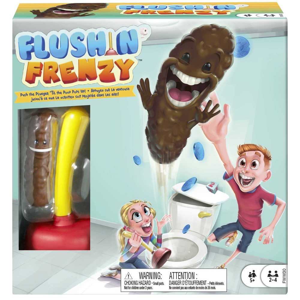 Flushin' Frenzy Game, Family Game with Toilet & Plunger, Grab the Flying Poop...