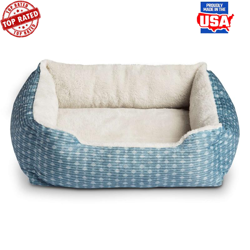 Cozy Washable Eco-Friendly Bolster Pet Bed for Small Dogs & Cats 19x15 Inches