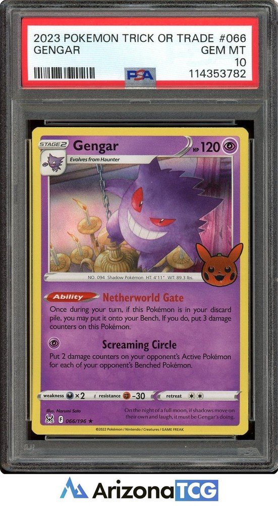 Pokemon 2023 Gengar 066/196 Pikachu Pumpkin Stamp Trick or Trade PSA 10 GEM MINT