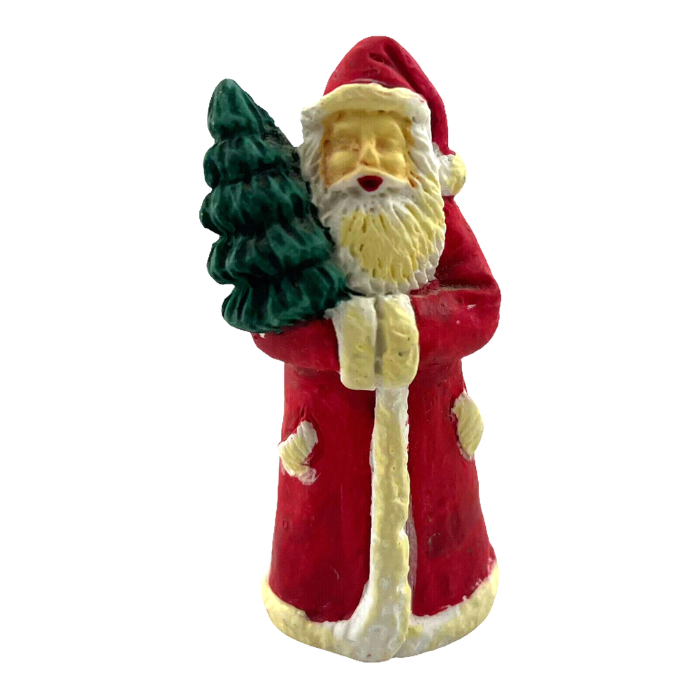Santa Clause Holding Christmas Tree 2.25 Inch Vintage Ceramic Figurine