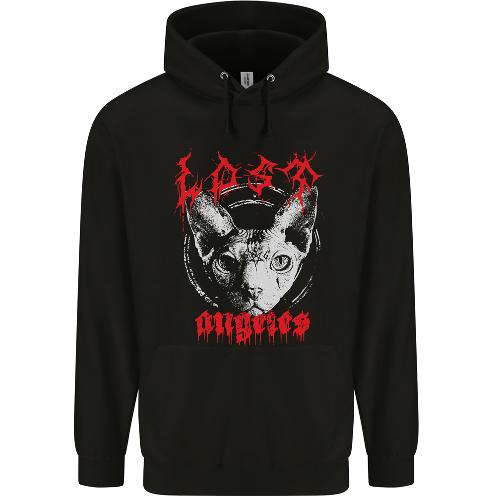 Lost Angels Demonic Evil Cat Heavy Metal Hoodie 80% Cotton  