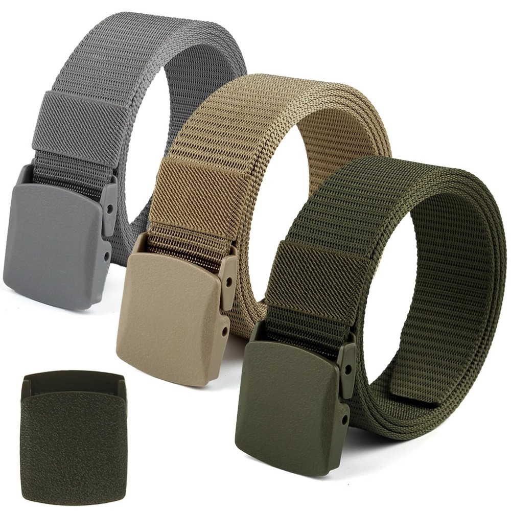 Coobbar Tactical Belt 3-Pack, Adjustable Nylon Military & Outdoor Men’s Web B...