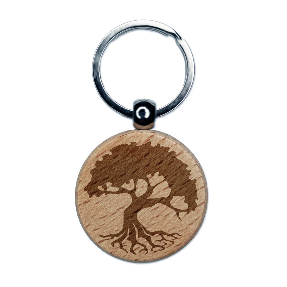 Swampy Mangrove Tree Root Engraved Wooden Keychain Charm Tag  