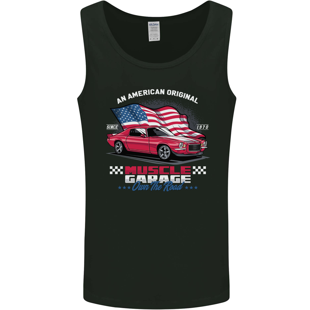 Own the Road USA Muscle Car American Flag Mens Vest Tank Top