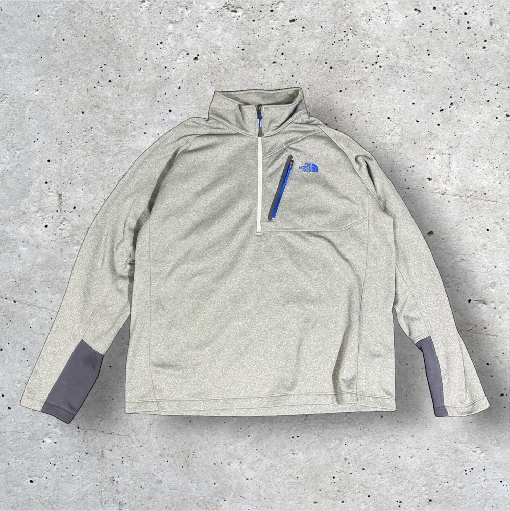 North Face Sweater Mens XL Gray Pullover 1/4 Zip Lightweight Outdoor Hiking Top