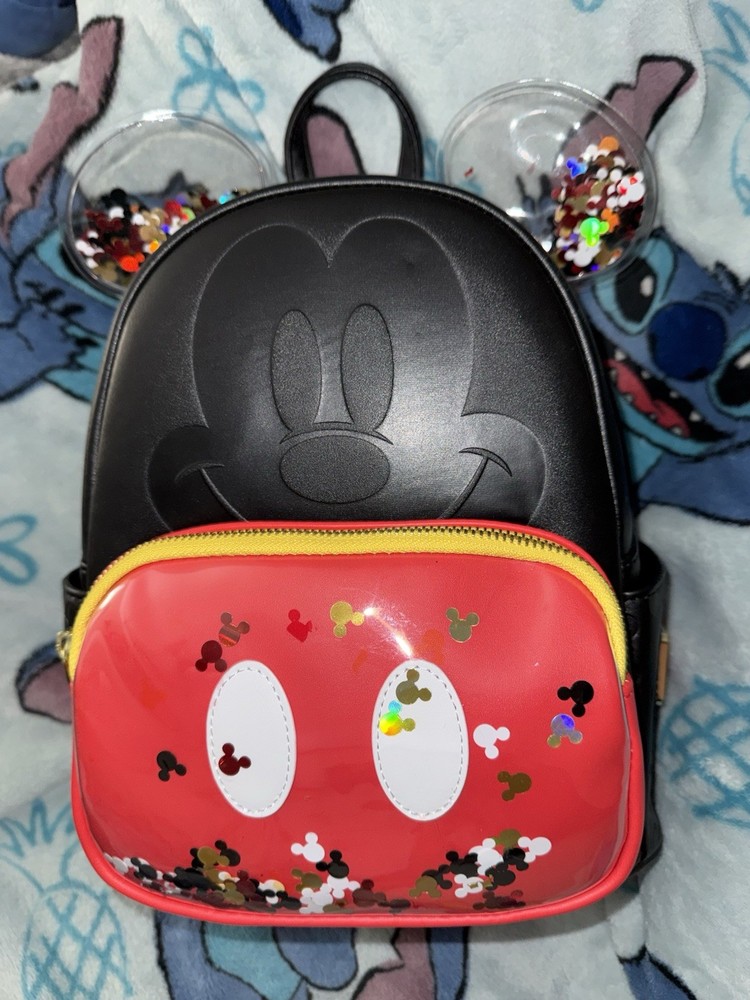 Loungefly DISNEY Classic MICKEY MOUSE CONFETTI Ears Bounding Mini Backpack NEW