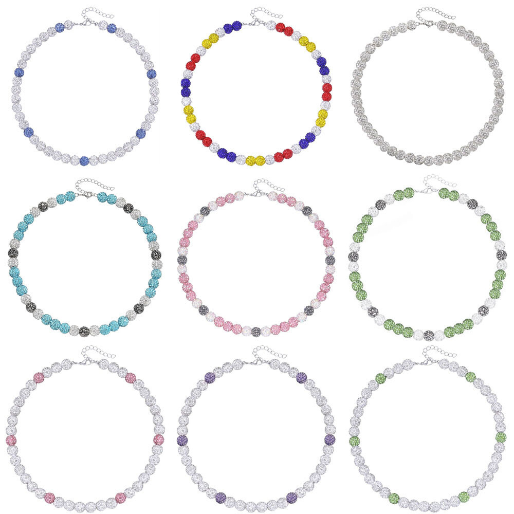 1pc Colorful Diamond Ball Necklace Chain Beaded Choker Fashion Jewelry Gift Hot