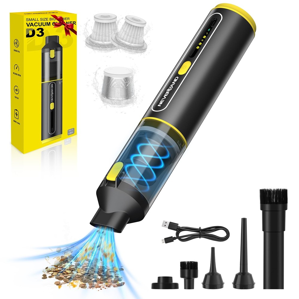 Car Vacuum - 20000Pa Powerful Suction Mini Vacuum Cleaner Blowing & Inflating...