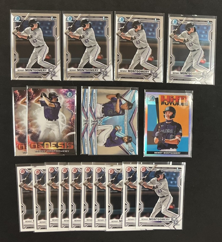 Benny Montgomery - 2021 Bowman Draft 1st Bowman Chrome/Paper/Insert Lot x17