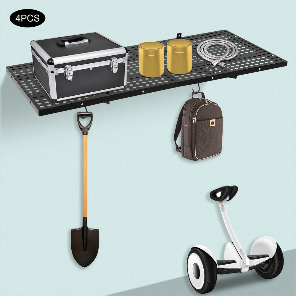 4-Pack Heavy Duty Garage Floating Shelves 4x1.7ft Wall Mounted Storage Holds 560lbs