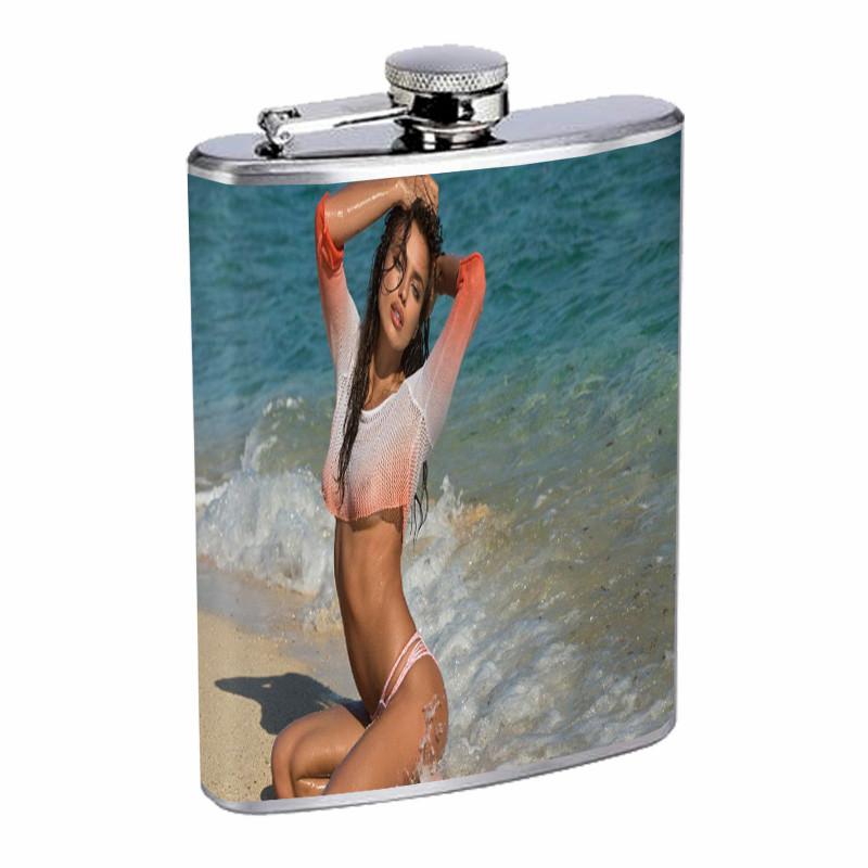 Detroit Pin up Girls D10 Flask 8oz Stainless Steel Hip Drinking Whiskey