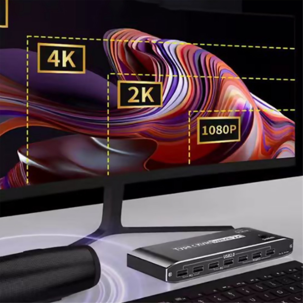2 In 1 Out USB Type C KVM Switch Switcher Accessories For 2 Computer 1 Monitor