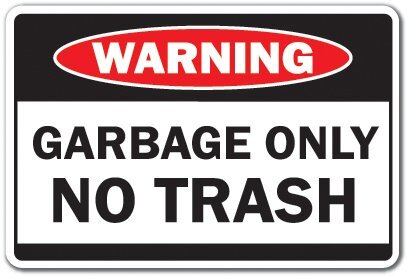 GARBAGE ONLY Sign trash can dumpster | Indoor/Outdoor | 20