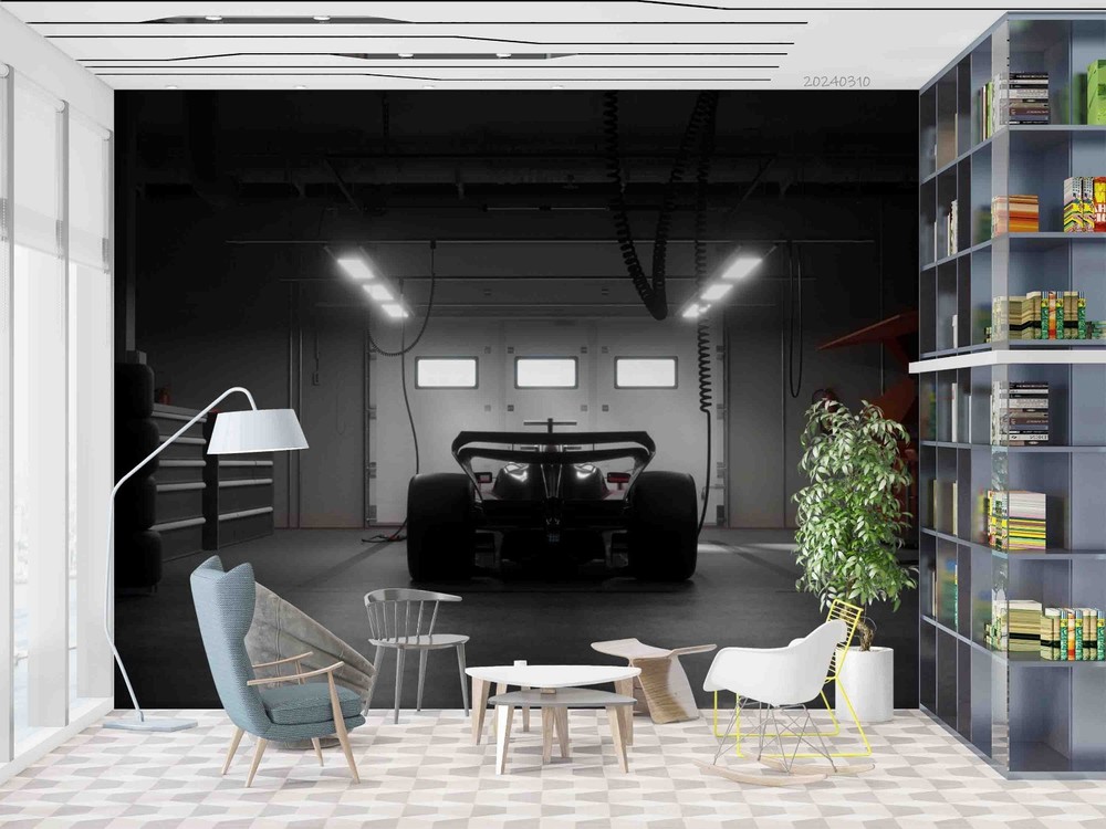 3D Racing Car Garage Wall Murals Wallpaper Murals Wall Sticker