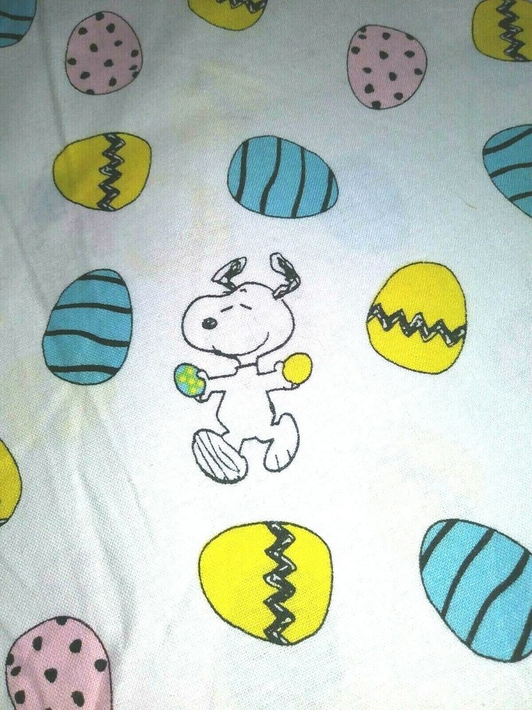 Easter Snoopy Charlie Brown White Cotton Fabric 3-3/4 Yards x 43 Inches