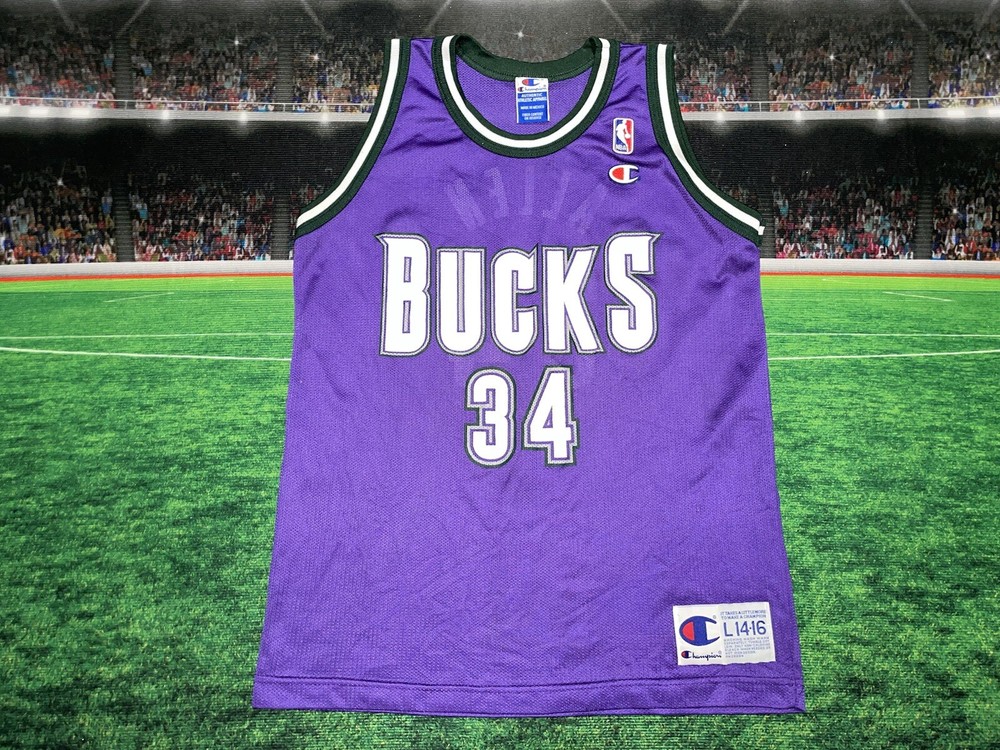 Ray Allen 34 Milwaukee Bucks Champion Youth Jersey Size L 14/16 Pre-Owned