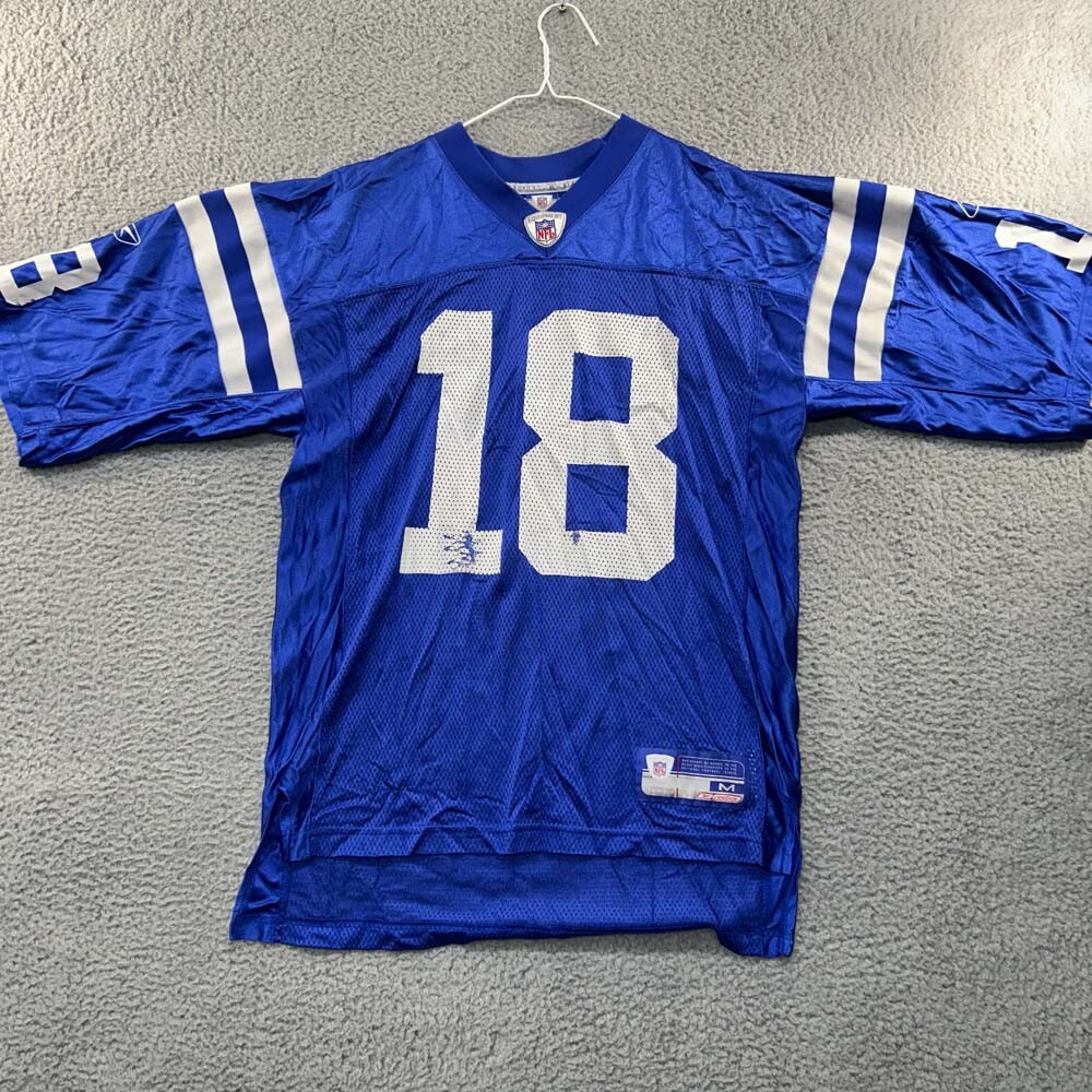 Indianapolis Colts Jersey Men Mdeium Reebok Onfield Payton Manning #18 Blue
