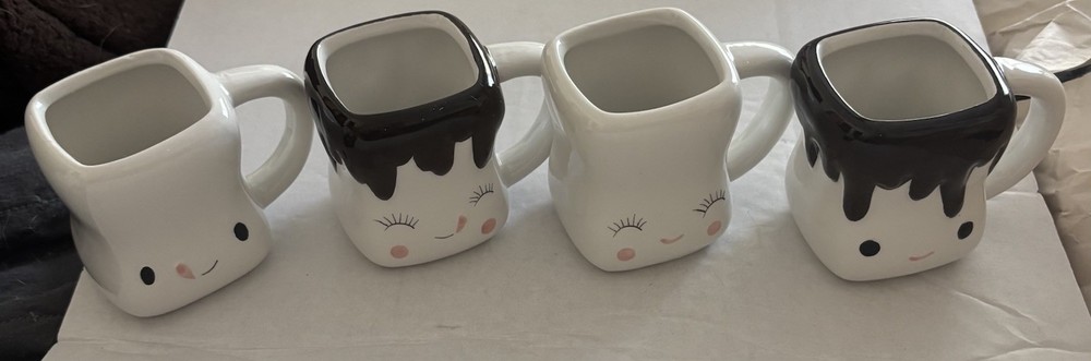 Cartoon Marshmallow Mugs 4-Pack for Hot Drinks - Perfect Gift Idea