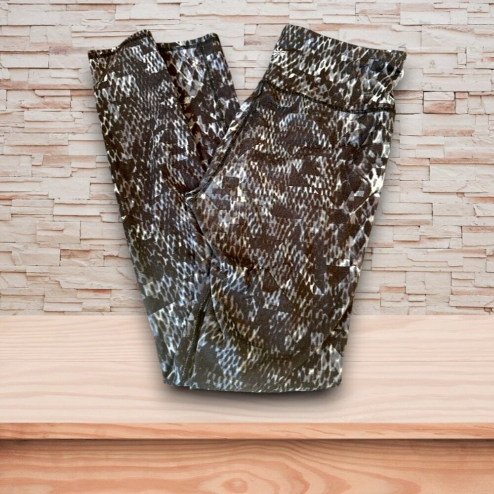 Athleta Black Silver Snake Print High-Waisted Leggings