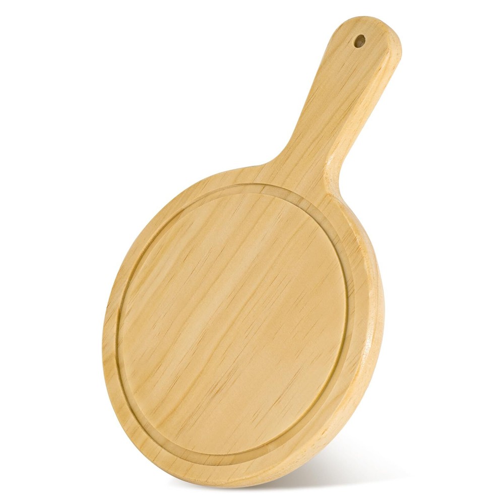 7 Mini Pine Wood Cutting Board with Handle Small Serving board Wooden Round