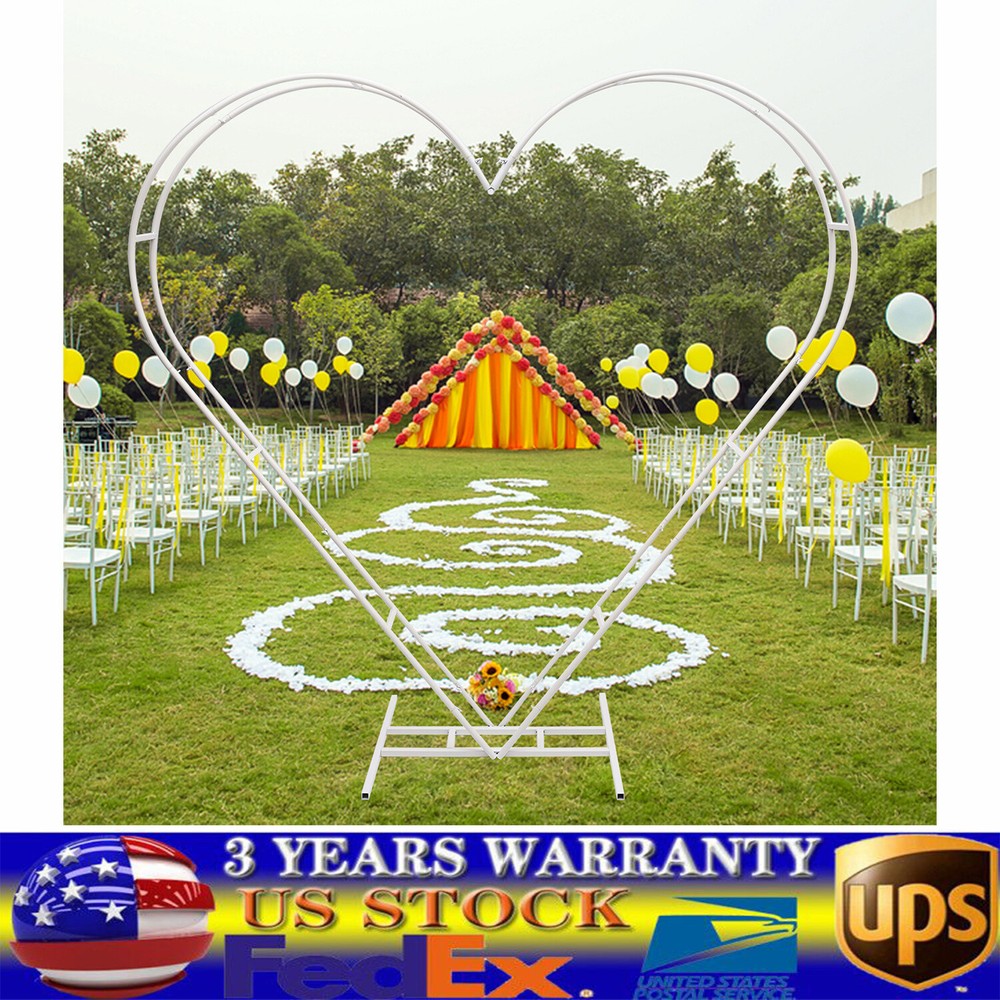 White Metal Heart Wedding Arch Backdrop Stand for Ceremonies