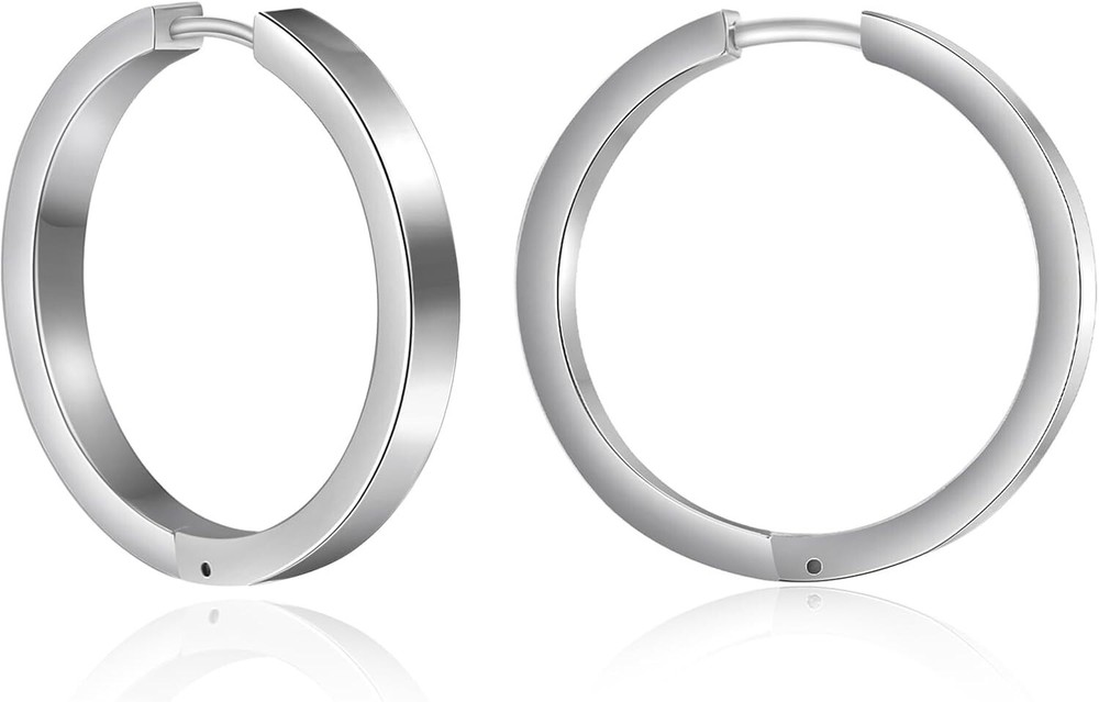 Small/Large Pure Titanium Hoop Earrings - Hypoallergenic Comfort for Men & Women
