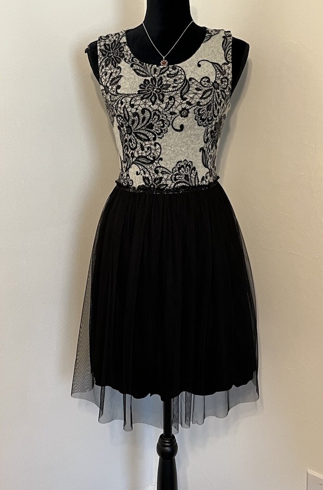 Weston Wear Anthropologie Sz S Dress Wool Blend Sheer Ruffles Tulle Fairygrunge