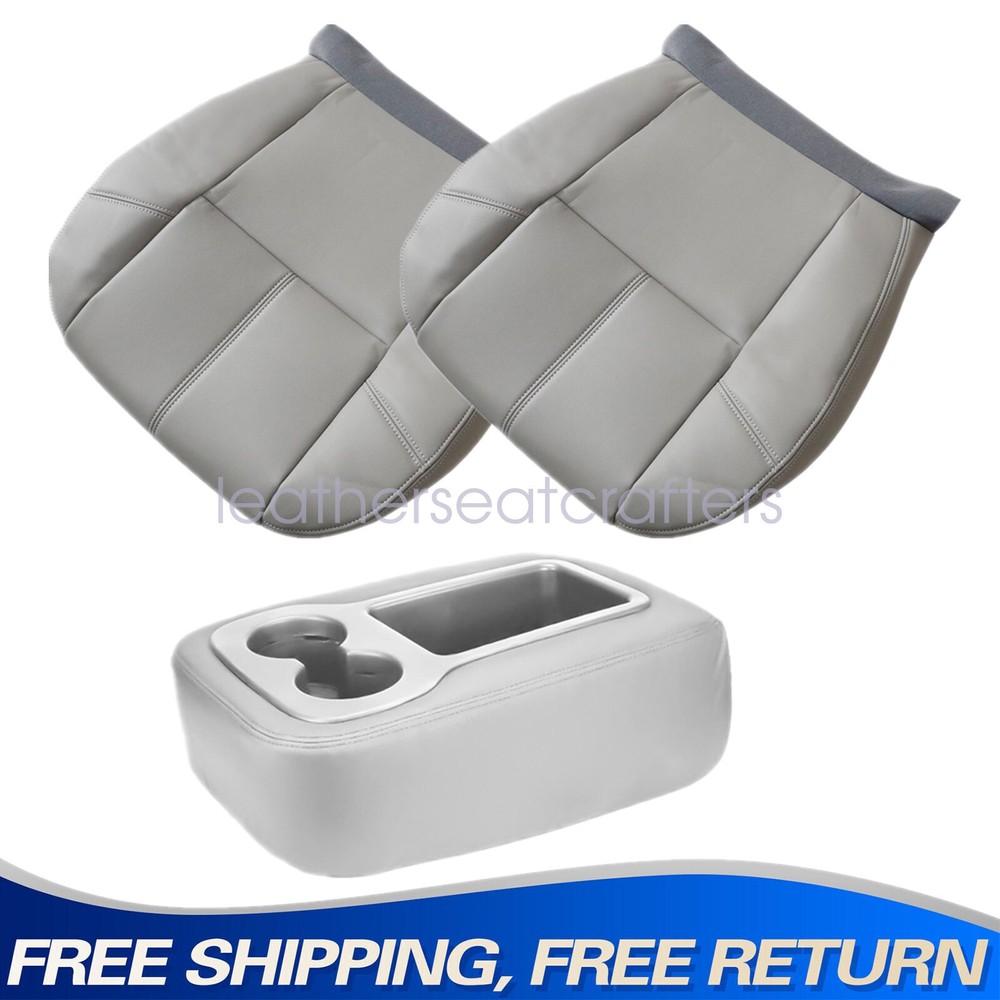 Front Bottom Seat & Armrest Cover Gray For 2007-2014 Chevy Silverado 1500 2500