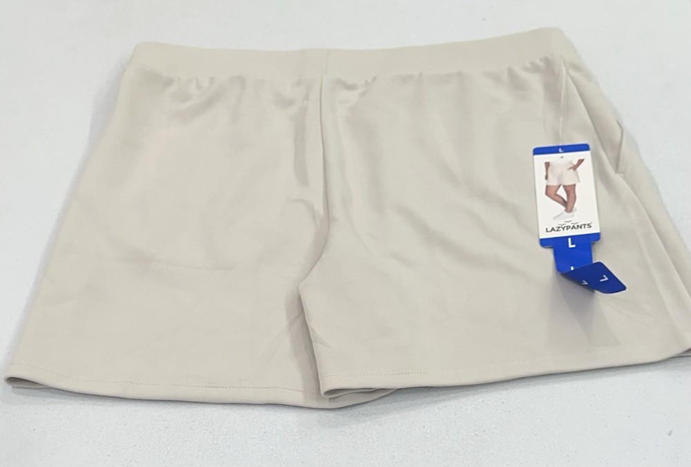 LazyPants Women's Active Luxe Pockets Stretch Soft Shorts, Cream, Size L