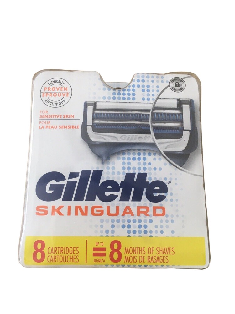 Gillette Skinguard Razor Blade Refills 8 Cartridges Sealed Pack