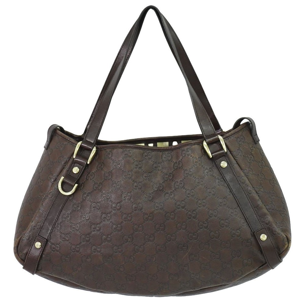 GUCCI Striped Leather Shoulder Tote Bag 130736 618823