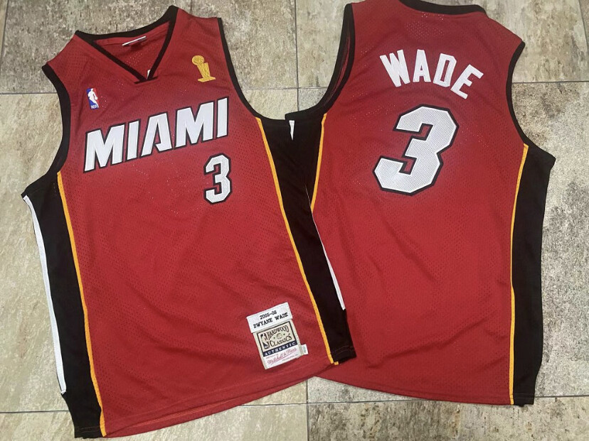 Miami Heat Dwyane Wade red NBA Finals basketball retro jersey