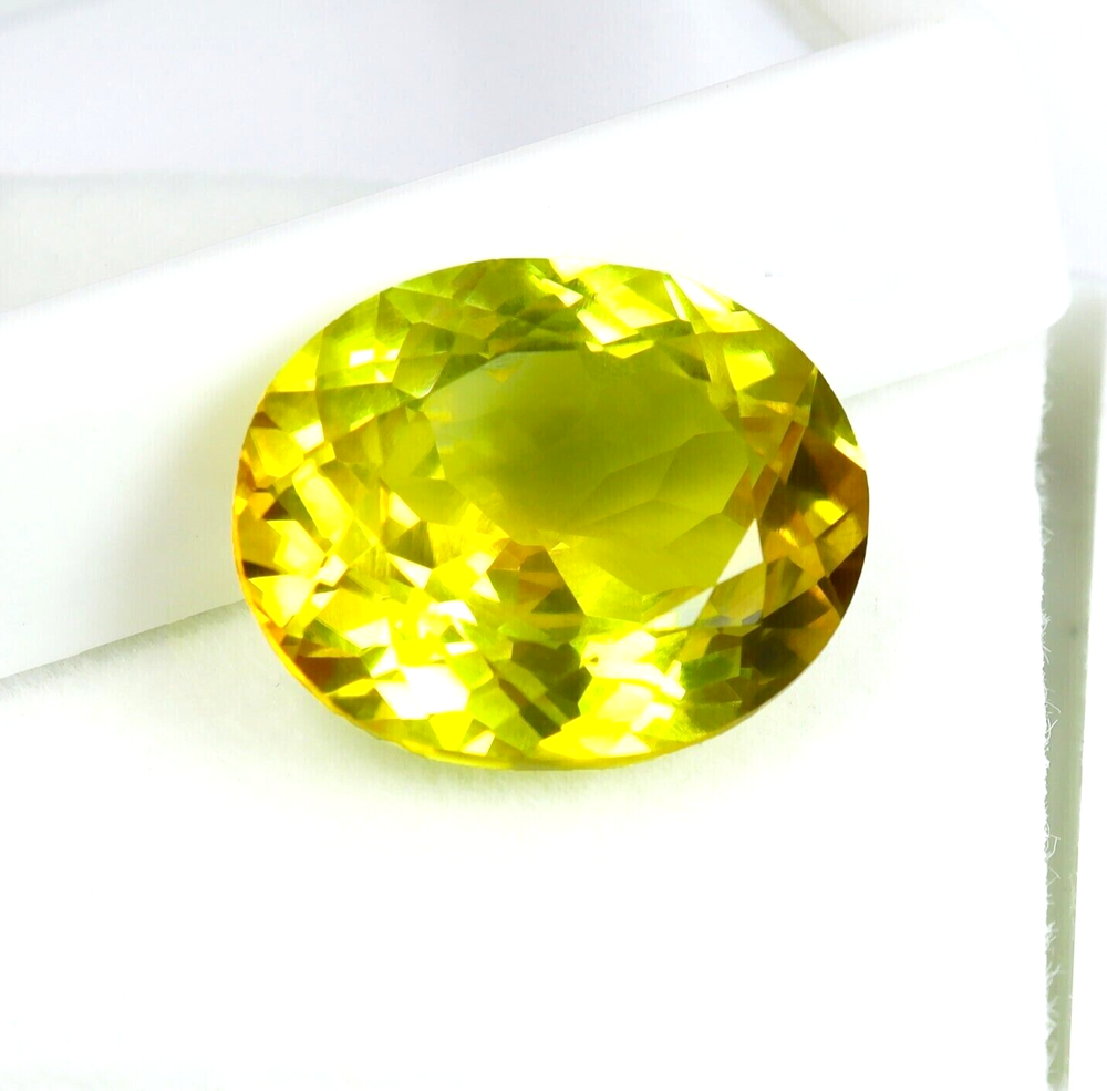18.60 Ct AAA Natural Flawless Ceylon Yellow Sapphire Oval Cut Loose Gemstone