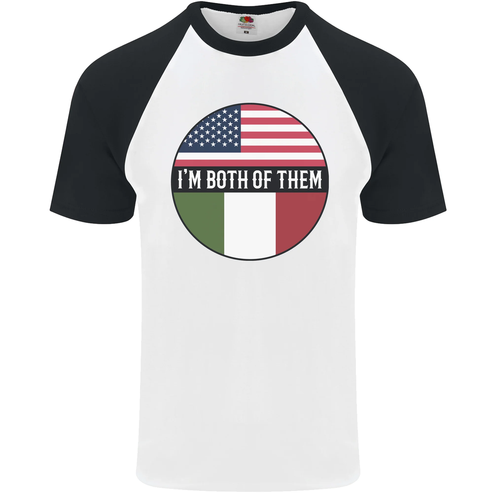 USA and Italian Heritage Italy American Flag Mens S/S Baseball T-Shirt