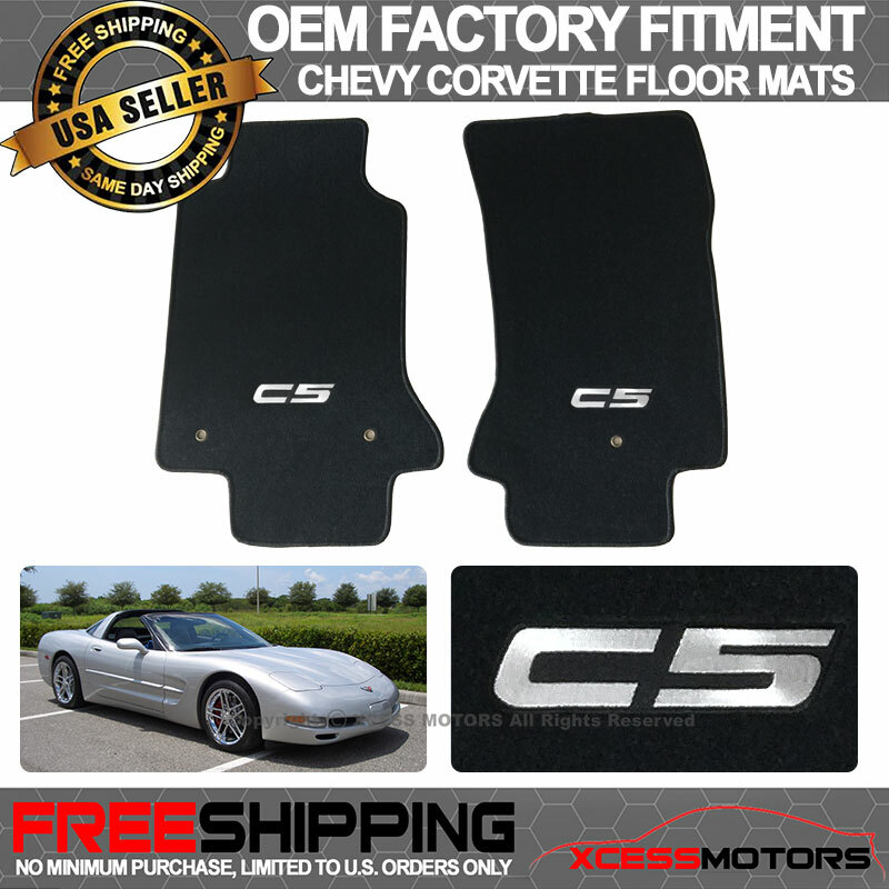 Fits 97-04 Chevy Corvette OE Fitment Custom Logo Floor Mats Carpet Nylon Black