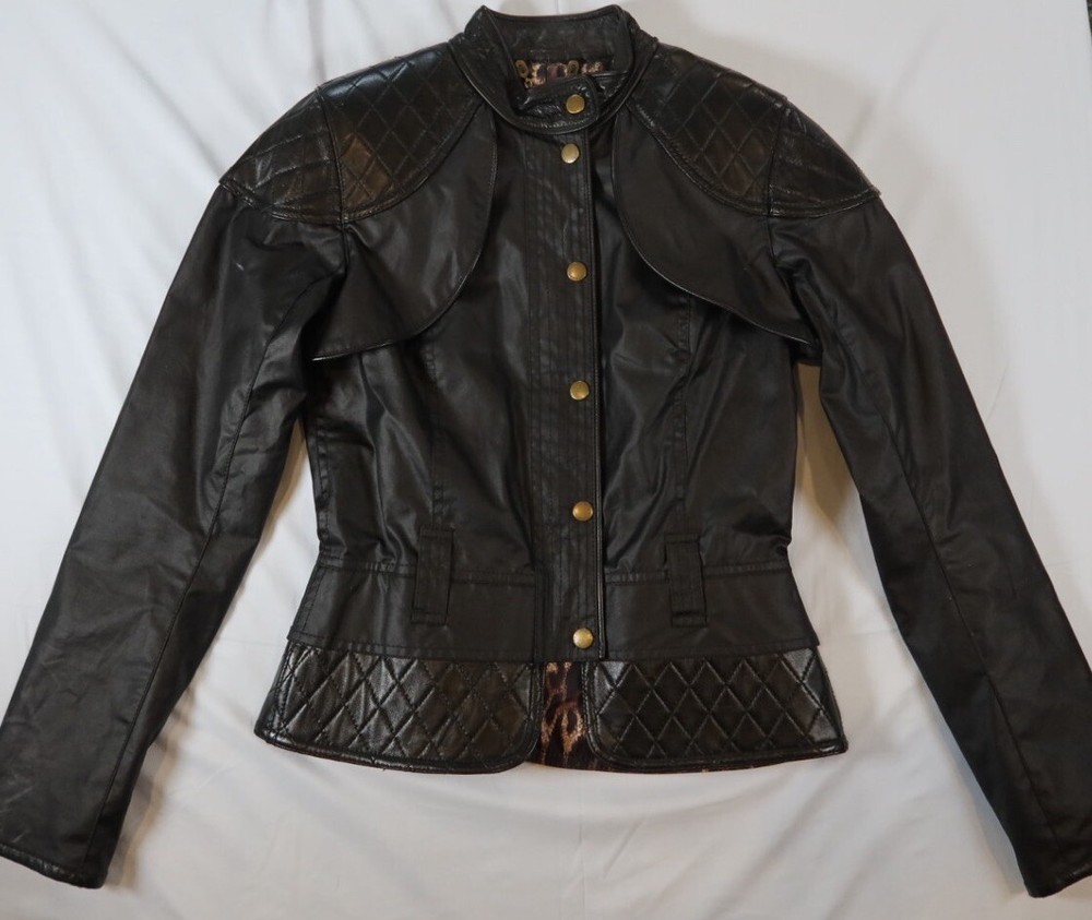 Black Women’s Barbour Gold Label Zip Up Waxed Cotton Bomber Jacket Size 6