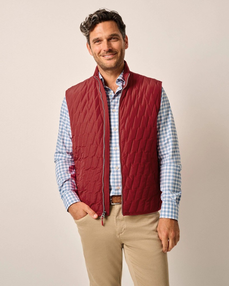 johnnie-O Belfry Quilted Puffer Vest Cardinal Size S