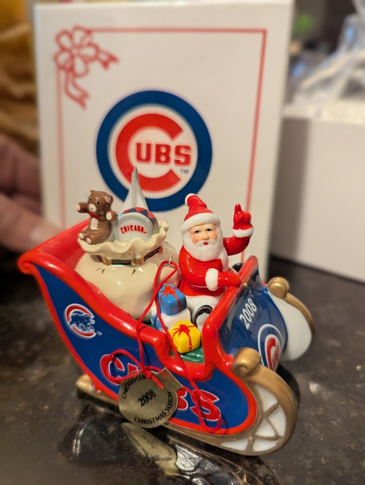 Danbury Mint 2008 Chicago Cubs CHRISTMAS SLEIGH Ornament MLB Santa Toys Grt Used